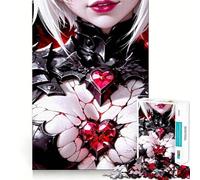 Anime Girl in Armor with Heart Jewels Jigsaw 1000 Pieces Memory Skill Fun Smooth Edge Perfect Interlock Fun-filled Way to Fill Empty Hours (50x75cm)
