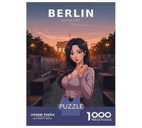 Anime Girl in Berlin 1000 Piece Jigsaw Puzzle, Old Europe Travel Artwork, Decorative Artwork, Premium Paper Puzzle, Travel Gift for Home Décor Fans, 70x50cm/1000pcs