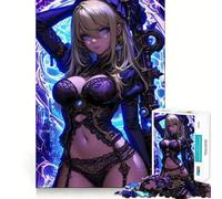 Anime Girl in Black Lace Gaming Jigsaw Puzzles1000 Pieces Recall Skill Fun Professional Grade Cutting Thoughtful Gift for Mind Activity (38x26cm)
