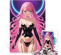Anime Girl in Black Leather CorsetPuzzles for Adults 1000 Piece Family Game for and Every Piece is Unique - Challenging Family Fun Game 38x26cm