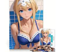 Anime Girl in Blue Bikini Puzzle for Adults 1000 Pieces Memory Play Game Firm Fit Secure Assembly Meaningful Connection Building Game (50x75cm)