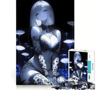 Anime Girl in Blue Forest Gaming Jigsaw Puzzle 1000 Pieces Focus Building Toy Firm Fit Secure Assembly Holiday Indoor Entertainment Toy (50x75cm)