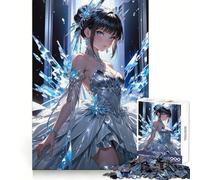 Anime Girl in Crystal Dress Jigsaw Puzzle for Teenagers 1000 Pieces Thought Training Soft Distraction Uniform Cut Holiday Present (50x75cm)