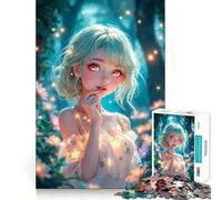 Anime Girl in Enchanted Forest 1000 Piece Jigsaws for Adults Brain Recall Game Tight Interlock No Gaps Calming Mental Break Activity (38x52cm)