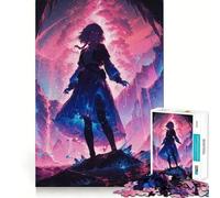Anime Girl in Fantasy Landscape Jigsaw Puzzle 1000 Think Boost Game Tight Lock No Loose Pieces Interactive Brain Challenge for Home (50x75cm)
