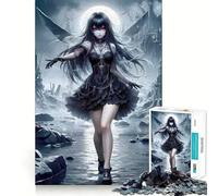 Anime Girl in Gothic Landscape Adults 1000 Piece Jigsaw Puzzle Memory Fun Game Clean Cut Sturdy Components Unique Gift for Stress Relief (38x52cm)