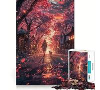 Anime Girl in Japan Jigsaw Puzzle 1000 Pieces Mental Focus Game Precision Cut Smooth Edges Absorbing Activity for Quiet Nights (38x26cm)