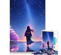 Anime Girl in Kimono Looking at Sky Jigsaw Puzzle 1000 Recall Fun Play Advanced Laser Cutting Tech Holiday Indoor Entertainment Toy (38x52cm)