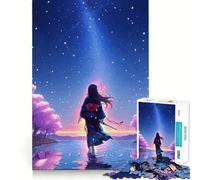 Anime Girl in Kimono Looking at Sky Jigsaw Puzzle1000 Pieces Mind Train Fun Clean Cut Sturdy Components Captivating Leisure for Cozy Indoors (38x26cm)