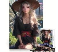 Anime Girl in Kimono Samurai 1000-piece Puzzle for Teenagers Mind Wellness Relaxed Leisure Sharp Edges Heartfelt Gift (38x26cm)