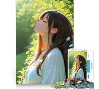 Anime Girl in Nature Puzzle for Adults 1000 Pieces Memory Play Game Firm Fit Secure Assembly Meaningful Connection Building Game (38x26cm)