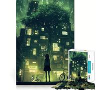 Anime Girl in Neon City Jigsaw Puzzle 1000 Piece Creative Skill Toy Clean Cut Sturdy Components Travel-friendly Brain Game Gift (50x75cm)