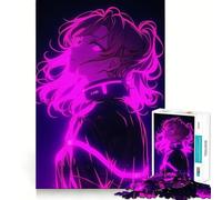 Anime Girl in Neon Glow Jigsaw 1000 Pieces for Teenagers Mind Boost Fun Zero Gap Captivating Leisure for Cozy Indoors (38x52cm)