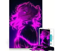 Anime Girl in Neon Glow Puzzle for Adults 1000 Pieces Memory Play Game Firm Fit Secure Assembly Meaningful Connection Building Game (50x75cm)