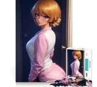 Anime Girl in Pink Pajamas Jigsaw Puzzle 1000 Pieces Cognitive Fun Play High Precision Die Cut Unique Gift for Stress Relief (50x75cm)