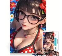 Anime Girl in Pool Bikini Jigsaw Puzzle1000 Pieces Mind Train Fun Clean Cut Sturdy Components Captivating Leisure for Cozy Indoors (38x26cm)
