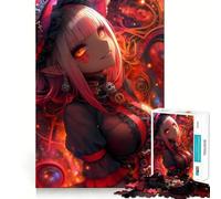 Anime Girl in Red And Black 1000-piece Jigsaw Puzzles Brain Focus Game Expert Cutting Craftsmanship Fascinating Hobby for Idle Moments (38x26cm)