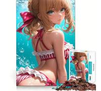 Anime Girl in Red And White Bikini Jigsaw for Adults 1000 Pieces Brain Memory Game Laser Cut for Flawless Fit Unique Gift for Stress Relief (50x75cm)