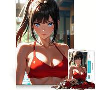 Anime Girl in Red Bikini 1000 Piece Teenager Puzzles Brain Boosting Play Tight Interlock No Gaps Relaxing Indoor Group Activity (38x26cm)