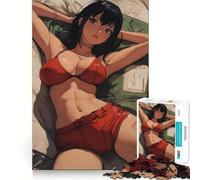 Anime Girl in Red Bikini Jigsaw for Teenagers 1000 Pieces Mind Boost Fun Clean Cut Sturdy Components Heartwarming Gathering Activity (38x52cm)