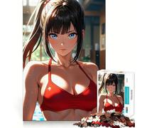 Anime Girl in Red Bikini Jigsaw for Teenagers1000 Pieces Mind Boost Game Firm Fit Secure Assembly Bonding Activity for Loved Ones (50x75cm)