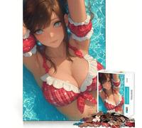 Anime Girl in Red Bikini Jigsaw Puzzle 1000 Think Boost Game Tight Lock No Loose Pieces Interactive Brain Challenge for Home (50x75cm)