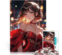 Anime Girl in Red DressJigsaw Puzzles for teenagers 1000 Piece learning educational for is ideal as a gift for the whole family 38x26cm