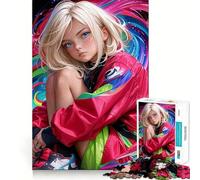 Anime Girl in Red Jacket 1000 Piece Jigsaws for Adults Brain Recall Game Tight Interlock No Gaps Calming Mental Break Activity (38x52cm)
