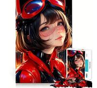 Anime Girl in Red Suit 1000 Pieces Puzzles for Teenagers Mind Boost Fun High Accuracy Cutting Craft Calming Mental Break Activity (38x26cm)