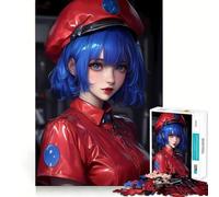 Anime Girl in Red Uniform Waifu Jigsaw 1000 Pieces for Teenagers Mind Boost Fun Zero Gap Captivating Leisure for Cozy Indoors (38x52cm)