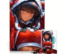 Anime Girl in Santa Outfit Christmast 1000 Piece Jigsaw Puzzles Mind Challenge Toy High Precision Die Cut Amusing Challenge for Waiting Time (50x75cm)