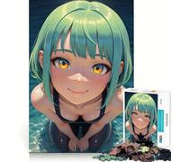 Anime Girl in Sea Water Jigsaw Puzzles 1000 Piece for Adults Recall Fun Play Firm Fit Secure Assembly Family Fun Night Activity (38x52cm)