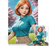 Anime Girl in Spring Adults 1000 Pieces Puzzle Mental Fun Game Advanced Laser Cutting Tech Amusing Challenge for Waiting Time (38x26cm)