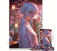 Anime Girl in Spring Cherry Blossoms Puzzles for Adults 1000 Piece Cognitive Boost Leisure Activity Nice Gift (50x75cm)