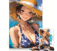 Anime Girl in Summer Jigsaw Puzzles1000 Pieces Recall Skill Fun Professional Grade Cutting Thoughtful Gift for Mind Activity (38x52cm)