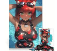 Anime Girl in Swimsuit Bikini 1000-piece Puzzle for Teenagers Mind Skill Fun Uniform Size Precise Pieces Relaxing Indoor Group Activity (38x52cm)