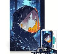 Anime Girl in The Rain Adults 1000 Pieces Puzzle Mental Fun Game Advanced Laser Cutting Tech Amusing Challenge for Waiting Time (50x75cm)