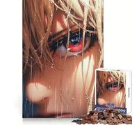 Anime Girl in The Rain Jigsaw Puzzles1000 Pieces Logic Practice Calm Distraction Clean Edges Festive Present (38x52cm)