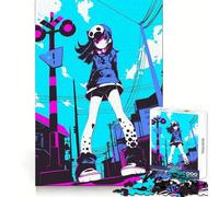 Anime Girl in Urban Setting 1000 Piece Jigsaw Puzzle Thought Challenge Cozy Relaxation Cut Precisely (38x52cm)