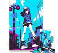 Anime Girl in Urban Setting Jigsaw 1000 Pieces Focus Building Toy Zero Gap Rewarding Activity for Rainy Days (50x75cm)