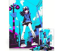 Anime Girl in Urban Setting Jigsaw Puzzles 1000 Pieces Focus Boost Fun Laser Cut for Flawless Fit Bonding Activity for Loved Ones (38x52cm)
