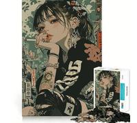 Anime Girl in Urban Setting Jigsaws for Adults1000 Pieces Brain Memory Game Fine Cut Premium Finishing Engaging Way to Pass Free Hours (50x75cm)