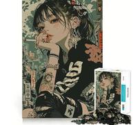 Anime Girl in Urban Setting Puzzle for Adults 1000 Pieces Memory Play Game Firm Fit Secure Assembly Meaningful Connection Building Game (38x26cm)