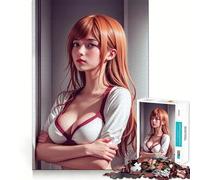 Anime Girl in White And Red 1000 Piece Jigsaw Puzzles Mind Challenge Toy High Precision Die Cut Amusing Challenge for Waiting Time (38x26cm)