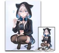 Anime Girl Japan Hoodie Jigsaw Puzzles 1000 Pieces for Adults Puzzles for Adults Ideal for Lover Perfect Christmas New Year Valentine's Gift 1000 PCS(75x50cm)