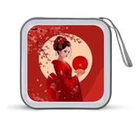 Anime Girl Japanese Geisha CD Case Holder Portable 40 Capacity DVD Wallet Storage Organizer for Car Travel
