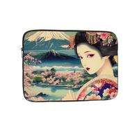 Anime Girl Japanese Geisha Pattern Laptop Sleeve 10 Inch Shockproof Protective Notebook Case Travel Laptop Bag for Men Women