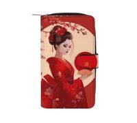 Anime Girl Japanese Geisha Womens PU Leather Wallet Long Purse Clutch Organizer for Office Travel