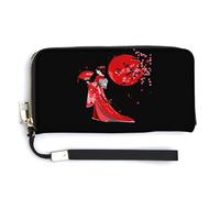 Anime Girl Japanese Geisha Womens Wristlet Wallet Leather Long Purse Card Holder Clutch Handbag