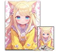Anime Girl Kawaii Neko 1000Piece Jigsaw Puzzles for Adults Impossible Jigsaw Puzzles for Adults Fun at Home Activities Birthday Present Travel Gifts 1000 PCS(75x50cm)